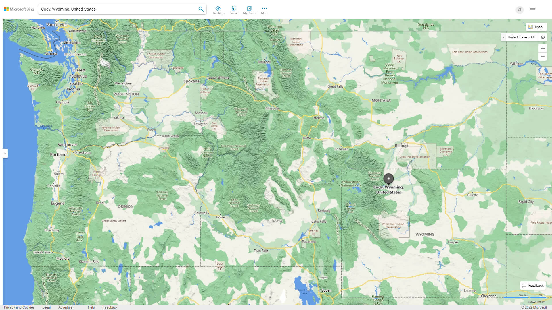 Cody Map Wyoming